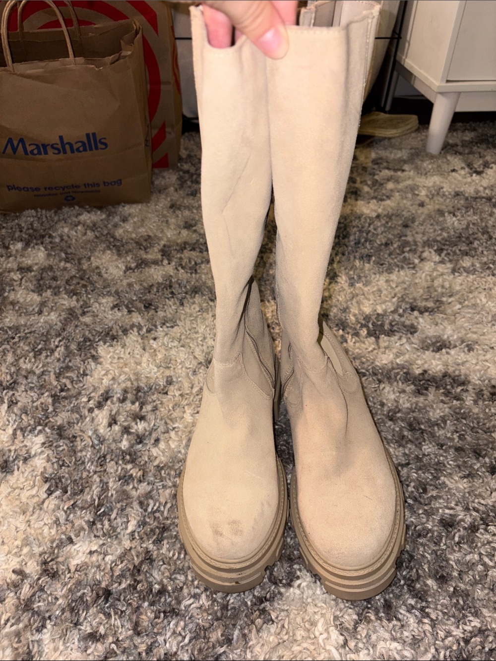 Steve Madden Beige Over-the-Knee Stretch Boots